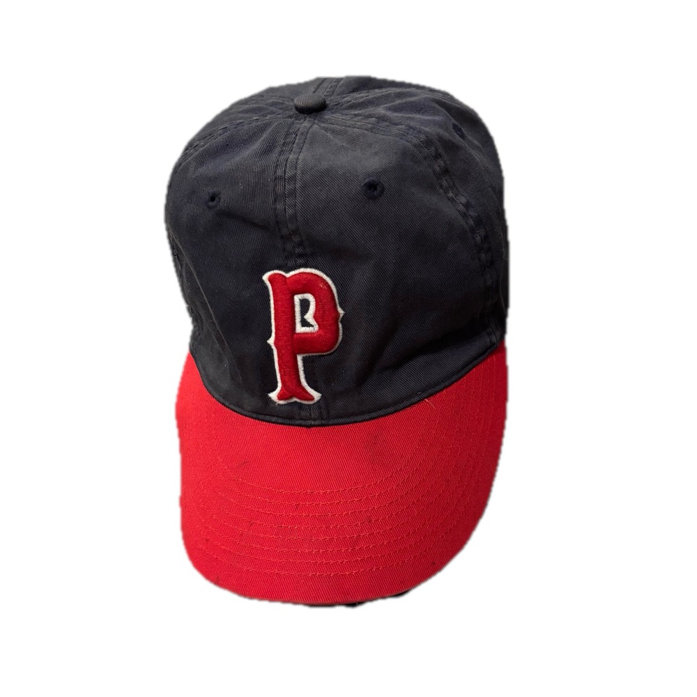 Polo Ralph Lauren Mens Navy Red Embroidered P Baseball Cap Hat Strapback Vintage